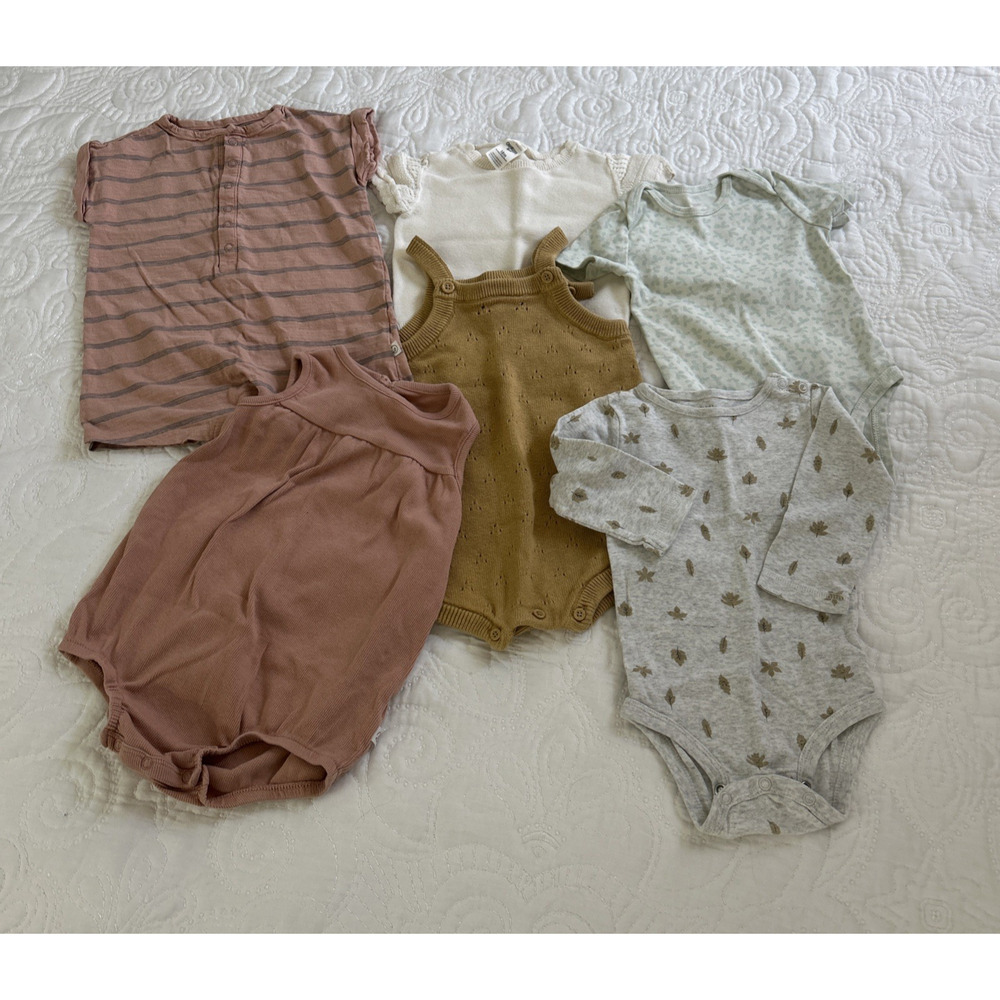Mixed Lot Of 5 Baby Girl Size 12/18 Month Summer One Piece Outfits & More